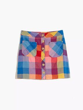 Madewell Patch Pocket Mini Skirt in Rainbow Checks Size 8